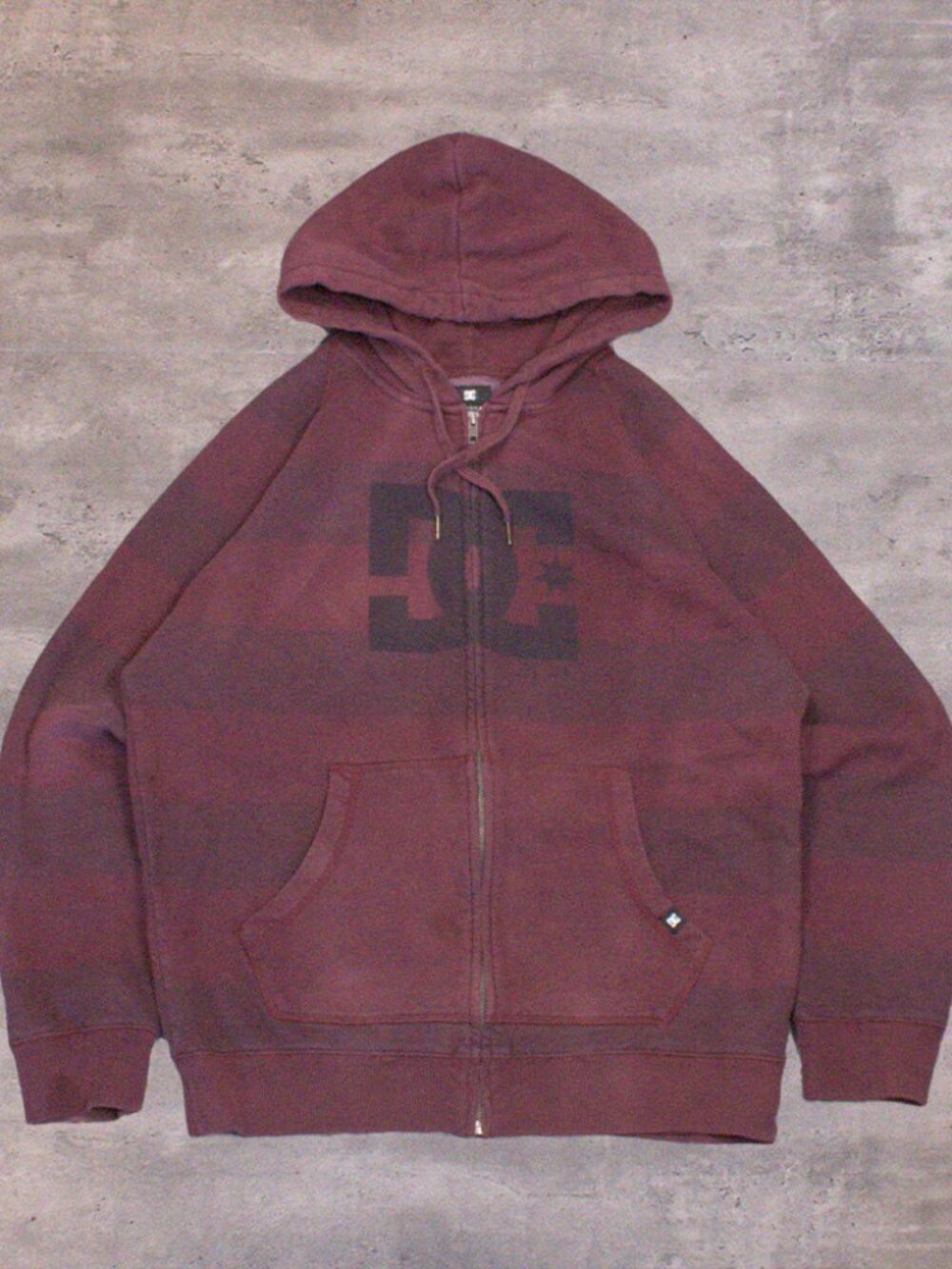 Vintage VTG Y2K 2000's 00's DC Shoes Stripped Logo Burgundy Hoodie